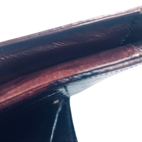 Vintage Sophisticated Exotic EEL SKIN Classic Fold-over Clutch - Brown Timeless - Picture 10 of 10